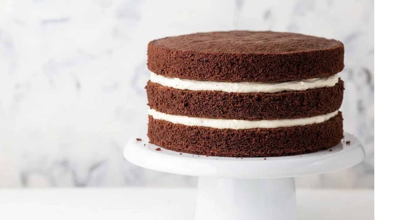 Cake au chocolat moelleux tranché sur une grille de refroidissement
