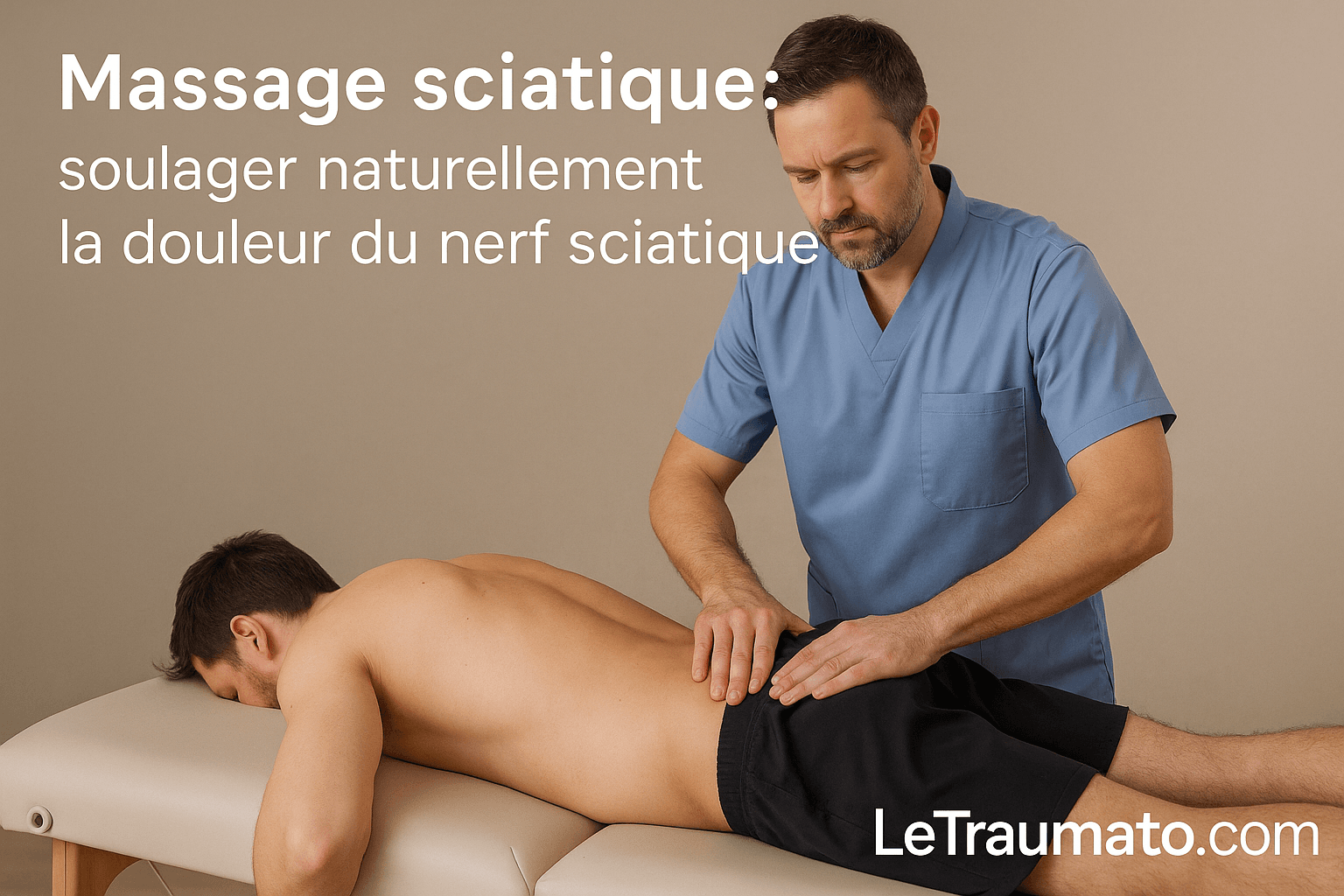 Main posant une pression douce sur la fesse pour un point de massage lié au nerf sciatique